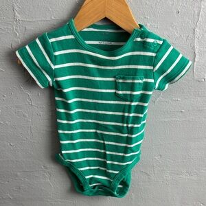 Carters Green and White Striped Baby Onesie